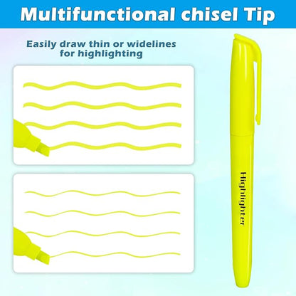 V-Opitos 30 Pack Yellow Highlighters, No Bleed Bright Highlighters with Soft Chisel Tips, Ideal for Office and School Supplies