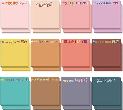 Yinder 24 Pcs Inspirational Sticky Notes Christmas Stocking Stuffers Motivational Sticky Notes Pad Employee Appreciation Gift Bulk for Teacher Nurse Coworker Office 3 x 3'' (Thank You,Vintage Style)