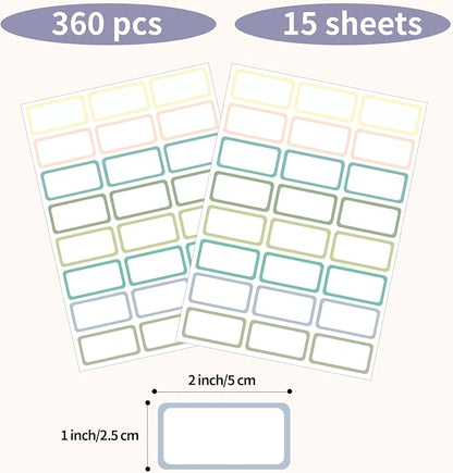STARLIBOO Removable Labels, Removable Colored Labels Stickers, Self-Adhesive Rectangular Stickers Water/Oil/Tear Resistant for Food Containers/Classroom/Storage (8 Colors, 360 Labels)