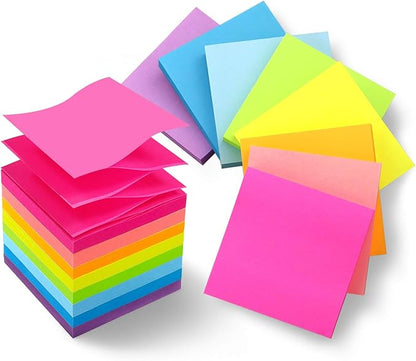 Phthdoty 8 Pads Pop Up Sticky Notes 3x3 Refills Bright Colors Self-Stick Notes Pads Super Adhesive Sticky Notes Great Value Pack