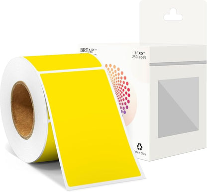 Rectangular Color Coding Packing Labels 3X5 Inch 250 Per Roll, Yellow Moving Stickers for Boxes Color Coded, Packing Labels Stickers for Inventory Warehouse