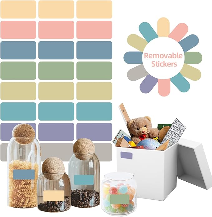 STARLIBOO Removable Freezer Labels, 1x2 Inch Color Coding Removable Label for Food Containers, 360 Freezer Stickers Tape to Write on/Waterproof/Easy Peel Off(8 Colors Morandi)