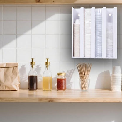 UCUDI Portion Sauce Cup Lid Holder for Restaurant 4 Compartments Plastic Sauce Cup Organizer Dispenser Fits Cups 2oz to 5.5oz in One Size for Counter or Wall Mount (White)