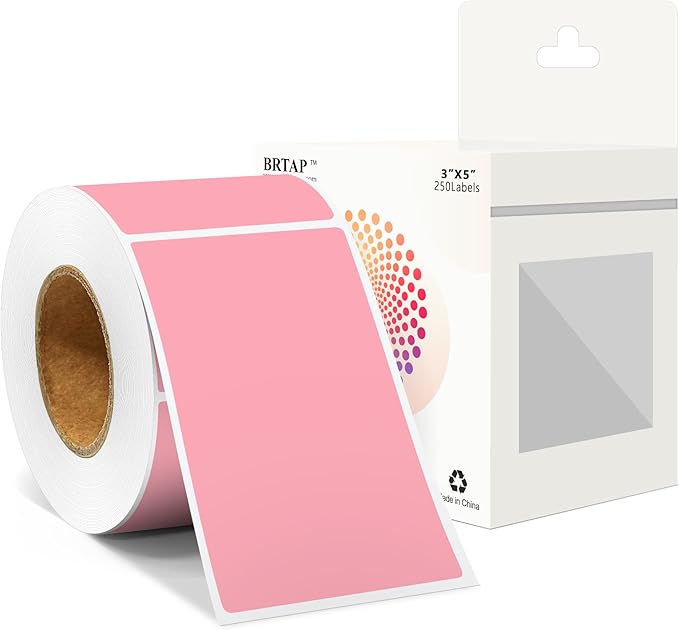 Rectangular Color Coding Moving Labels 3X5 Inch 250 Per Roll, Pink Moving Stickers for Boxes Color Coded, Packing Labels Stickers for Inventory Warehouse