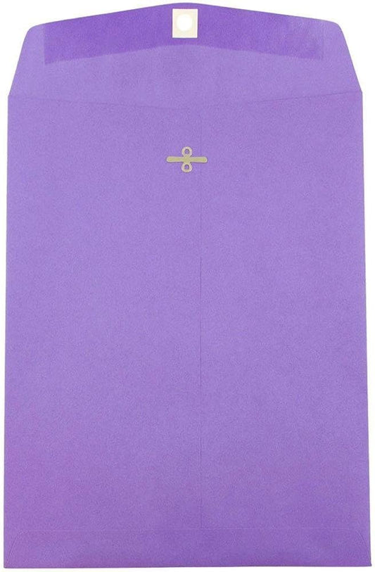 JAM PAPER 9 x 12 Colored Envelopes with Clasp Closure - Violet Purple Recycled - Bulk 500/Pack
