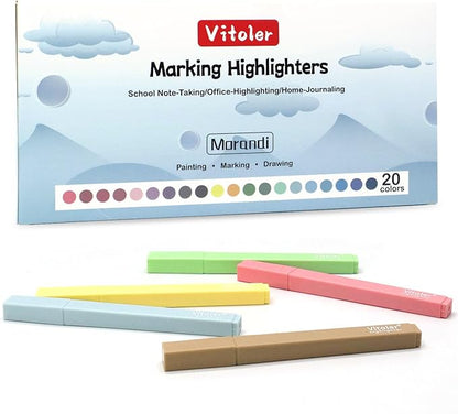 Vitoler 20Pcs Highlighters,Pastel Highlighters Set,Assorted Morandi Color Highlighter, Chisel Tip Bible Highlighter for School Office Supplies