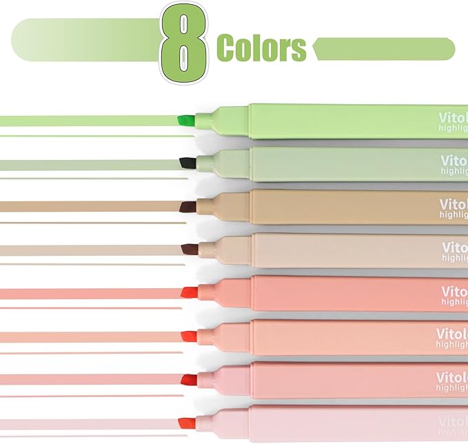 Highlighters Assorted Colors,8pcs Bible Highlighters No Bleed Hghlighter Markers for Journaling Back to School Teacher Supplies Office Supplies