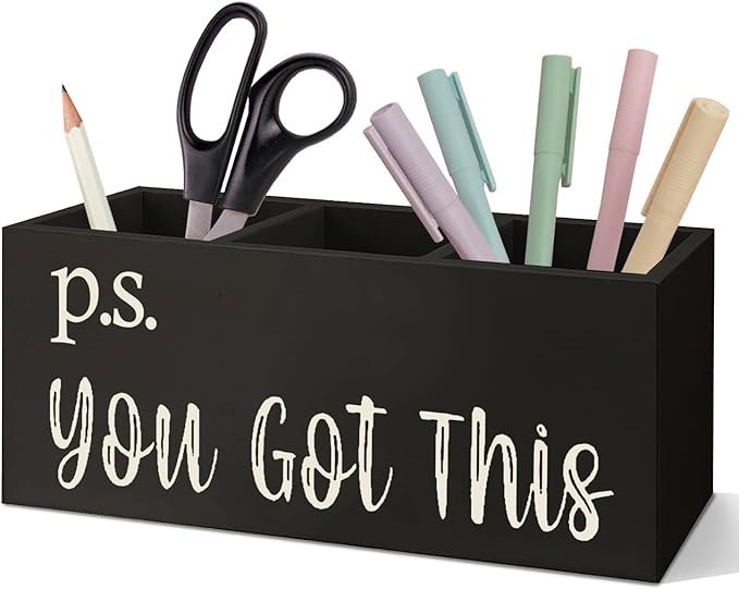 SNNDER You Got This Inspirational Pen Holder for Desk, Encouragement Gifts, Motivational Gifts for Women Men Pen Wooden Pen Pencil Holder Organizer for Office Desk Accessories