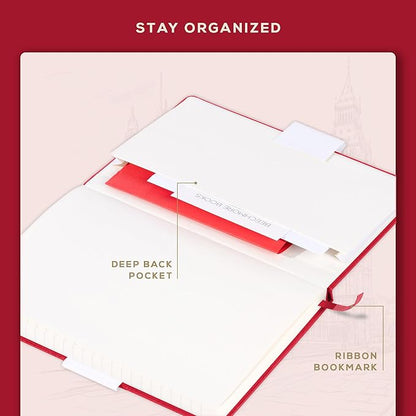 BEECHMORE BOOKS Lined Journal Notebook, 5.8 x 8.3 inch, A5 160 Lined Pages, Hardcover Leather Journals for Women, Men, Writing and Notebooks for Work - 120 GSM Thick Paper, Gifts Box Included