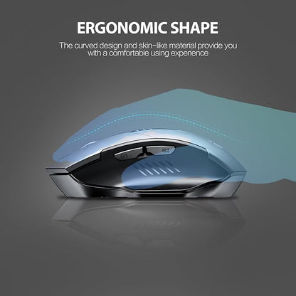 INPHIC Bluetooth Mouse Wireless, Tri-Mode, Upgraded Visible Battery, 2400 DPI, Silent Ergonomic Computer Mice, Mac, PC etc.-Gray