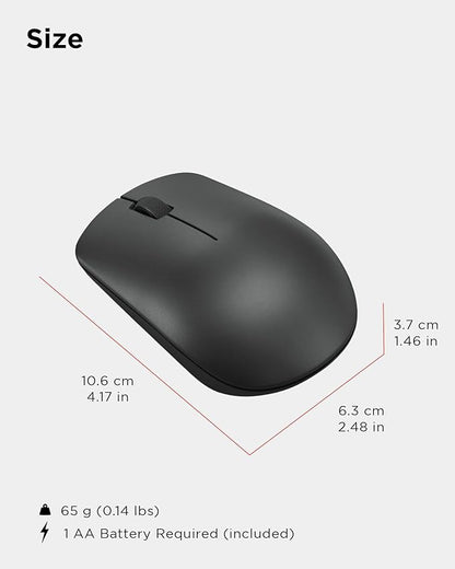 Lenovo 530 Wireless Mouse – Full Size Computer Mouse for PC, Laptop, Windows Computer - 2.4 GHz Nano USB Receiver - Ambidextrous Design - 12 Months Battery Life – Cordless