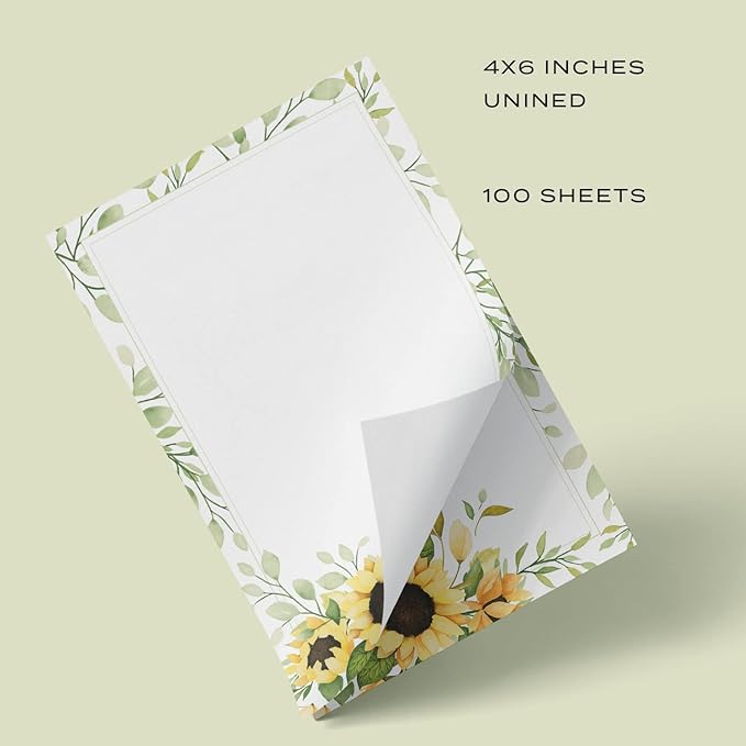 Dashleigh Sunflower Notepad, 100 Sheets (4x6 in. - Unlined)
