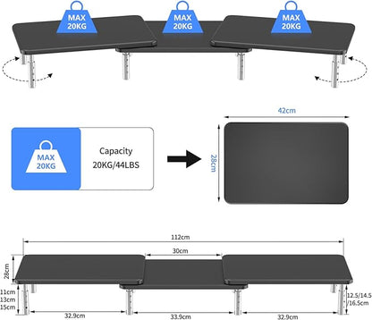 suptek Dual Monitor Laptop Stand Riser with Adjustable Length and Angle,Office Desktop Organizer Computer Stand for 2 Monitors for PC Monitor Laptop Printer(MST023)