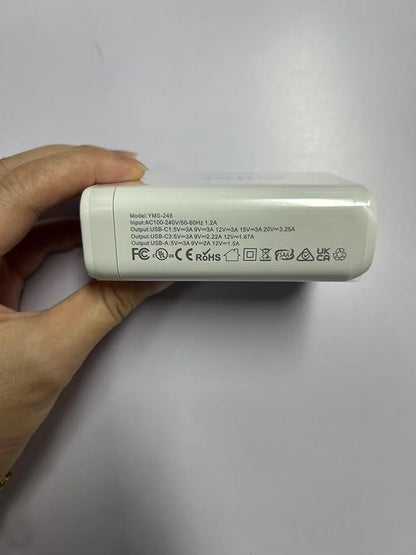 Famous TECH Shop 160W GaN PD 3.0 QC 3.0 USB C Fast Charger: 6 Port Super Fast Charging Hub | 4 USB-C + 2 USB-A Power Delivery Desktop Charger for Laptop, MacBook, iPhone 15, iPad, Samsung, Tablet