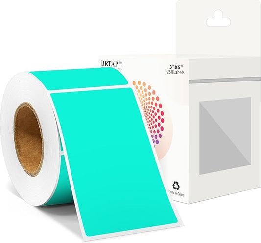 Rectangular Color Coding Moving Labels 3X5 Inch 250 Per Roll, Aqua Moving Stickers for Boxes Color Coded, Packing Labels Stickers for Inventory Warehouse