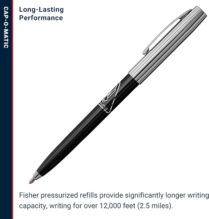 Fisher Space Pen Cap-O-Matic Space Pen, Space Shuttle Imprint, Ballpoint, Black Ink
