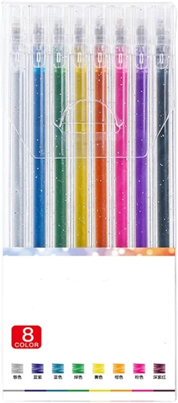 Implementarch Pens, implementarch glitter gel pen set, Iridescent Glitters Gel Ink Pen Set, for Coloring, Doodling & Crafting, Perfect for DIY Projects & Art (8 colors,No Refill)