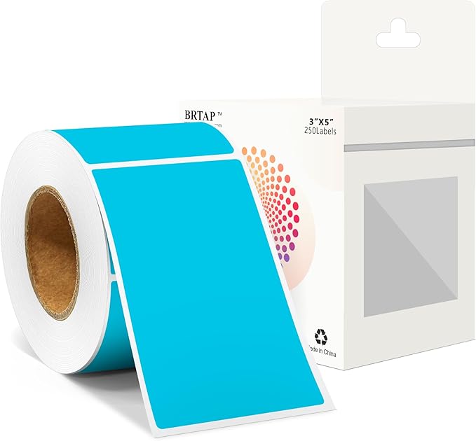 Rectangular Color Coding Packing Labels 3X5 Inch 250 Per Roll, Teal Moving Stickers for Boxes Color Coded, Packing Labels Stickers for Inventory Warehouse