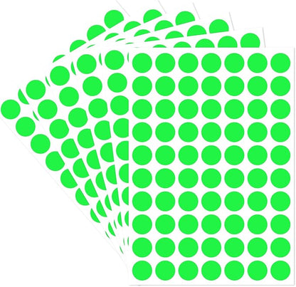 Dot Stickers - 1/2 Inch Fluorescent Green Circle Labels, 1400pcs Self-Adhesive Writable Color Coding Round Stickers for Office, Classroom, Garage Sale