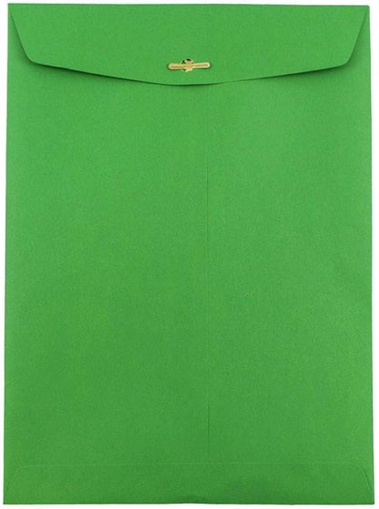 JAM PAPER 9 x 12 Colored Envelopes with Clasp Closure - Green Recycled - 10/Pack