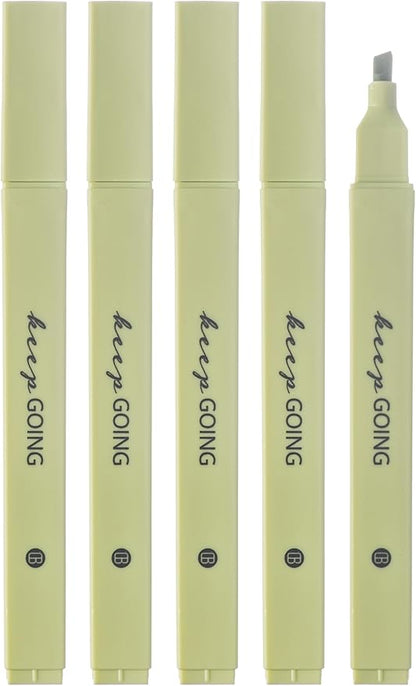 DIVERSEBEE Bible Highlighters with Soft Chisel Tip, 5 Pack Single Color Pens No Bleed, Quick Dry, Cute Aesthetic Markers for Bible Study Journaling Supplies (Green)