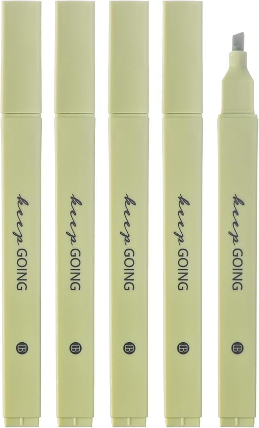 DIVERSEBEE Bible Highlighters with Soft Chisel Tip, 5 Pack Single Color Pens No Bleed, Quick Dry, Cute Aesthetic Markers for Bible Study Journaling Supplies (Green)