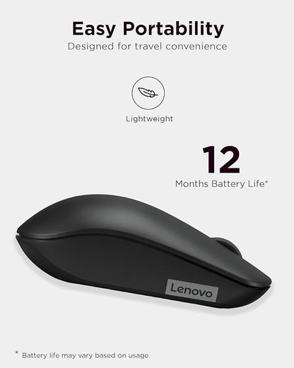 Lenovo 530 Wireless Mouse – Full Size Computer Mouse for PC, Laptop, Windows Computer - 2.4 GHz Nano USB Receiver - Ambidextrous Design - 12 Months Battery Life – Cordless