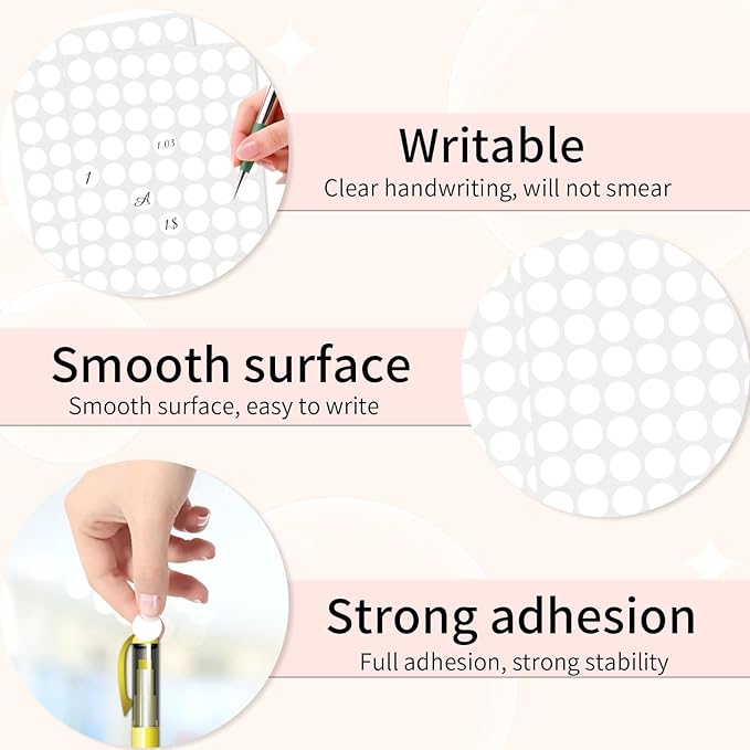 Starboling Dot Stickers - 1/2 Inch White Circle Labels, 1400pcs Writable Color Coding, Round Stickers for Office, Classroom, Garage Sale
