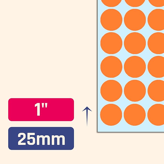 1200 Pack, 1" Round Dot Stickers Circle Labels - Orange