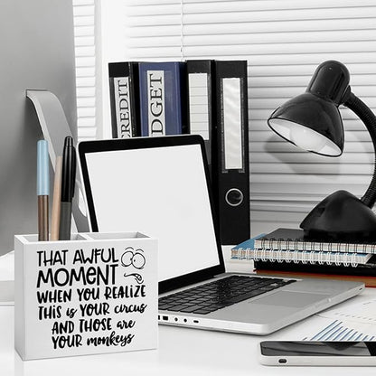 Bosses Day Gifts for Women Men Manager Funny Office Decor for Women Wooden Pencil Holder National Boss Day Decorations Gifts for Supervisor Leader HR Men Manager Coworker Office Desk Decor A 01