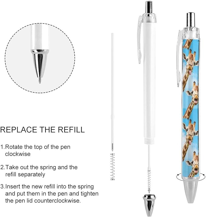 0.5mm Ballpoint for Unisex, Retractable Giraffe Selfie Ball Pen, Fine Point Smooth Writing Pen Office Supplies, 4 Pcs