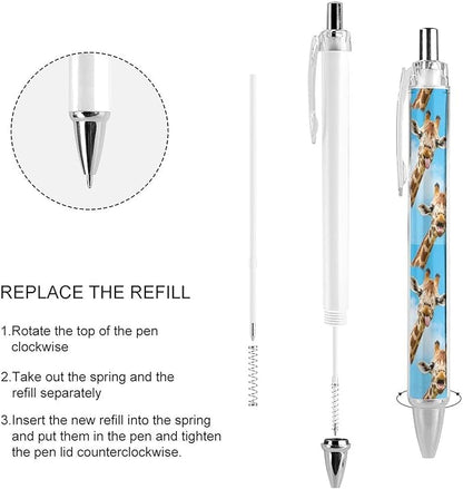 0.5mm Ballpoint for Unisex, Retractable Giraffe Selfie Ball Pen, Fine Point Smooth Writing Pen Office Supplies, 4 Pcs