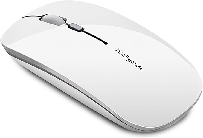 Uciefy Q5 Slim Rechargeable Wireless Mouse, 2.4G Portable Optical Silent Ultra Thin Wireless Computer Mouse with USB Receiver and Type C Adapter, Compatible with PC, Laptop, Notebook, Desktop White