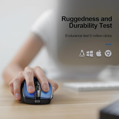 TECKNET Rechargeable Wireless Mouse, 2.4G Silent Quiet Click, 6 Adjustable 4800 DPI, Cordless Computer Mouse, Ergonomic Mouse for Laptop, 6 Buttons USB for Chromebook, Ergo Grip - Blue