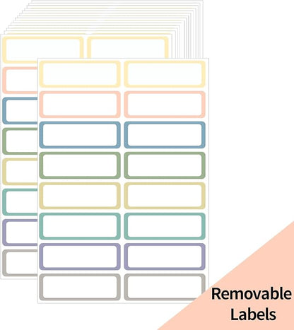 STARLIBOO Removable Labels, Removable Colored Labels Stickers, Self-Adhesive Rectangular Stickers Water/Oil/Tear Resistant for Food Containers/Classroom/Storage (8 Colors, 240 Labels)