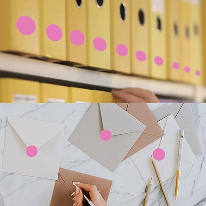 Starboling 800Pcs 1 Inch Pink Round Color Coding,Dot Stickers Labels,Can Writing for Office,Student Classroom and Other Scenarios