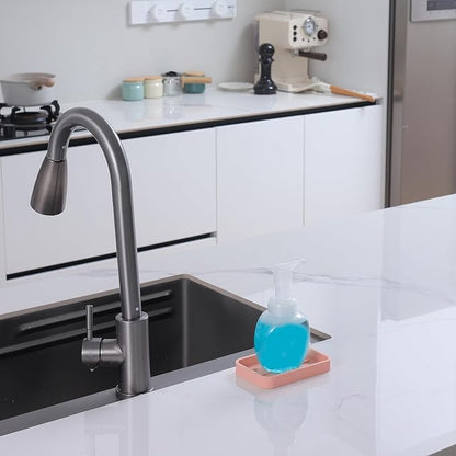 Silicone Kitchen Sink Organizer Tray for Multiple Usage,Easy Clean Sponges Holder for Kitchen Bathroom Counter or Sink,Dish Soap Dispenser,Scrubber,Bottle,Cup Pink 4.9”x 3.2”