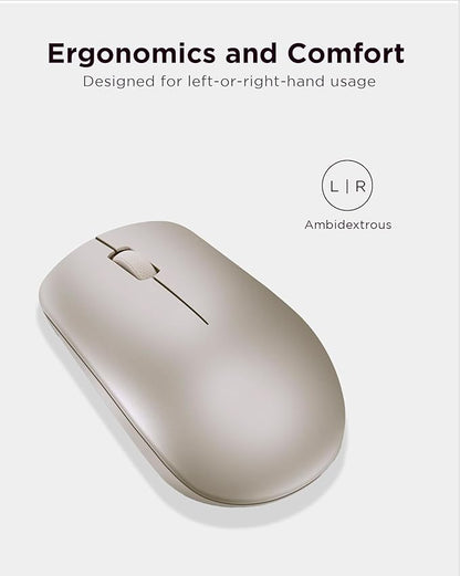 Lenovo 530 Wireless Mouse with Battery, 2.4GHz Nano USB, 1200 DPI Optical Sensor, Ergonomic for Left or Right Hand, Lightweight, GY50Z18988, Almond