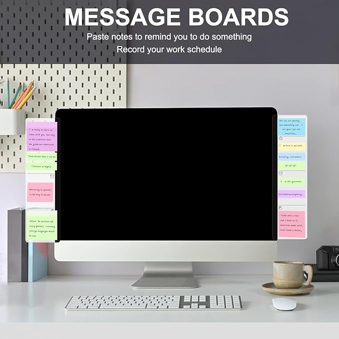 Office Desk Accessories 2pcs Multifunction Computer Monitor Memo Board - Transparent Computer Side Panel Memo Creative Monitor Side Panel Suitable for Office Home Desktop (Monitor Memo Board 3)