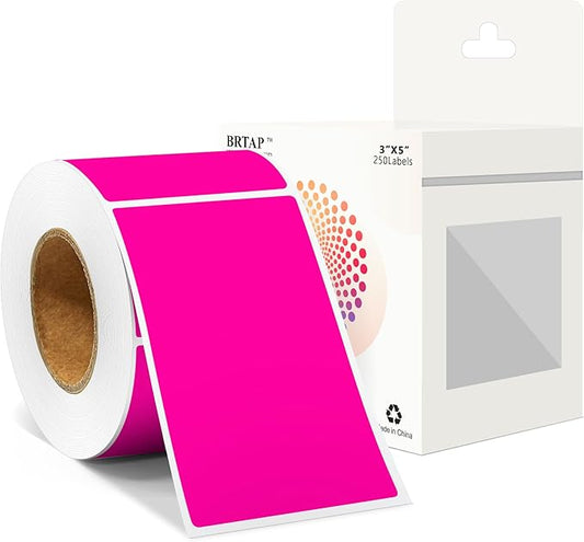 Color Coding Moving Labels 3X5 Inch 250 Per Roll, Rectangular Moving Stickers for Boxes Color Coded, Packing Labels Stickers for Inventory Warehouse (Fluorescent Pink)