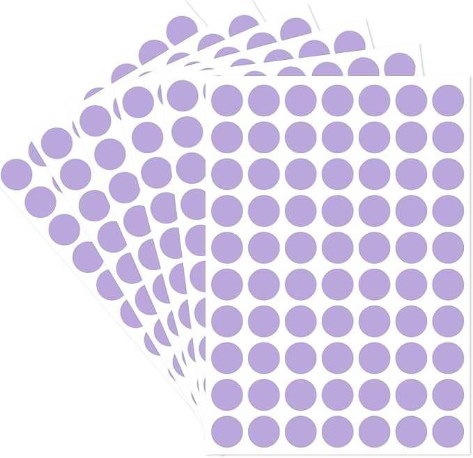 starboling Dot Stickers,1/2 Inch Purple Circle Stickers,1400pcs Self-Adhesive Writable Color Coding Labels,Round Labeling Stickers for Office Classroom Garage Sale, 0.5''