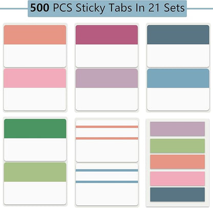 ELII 500 PCS Book Tabs 2 Inch Sticky Index Tabs, Colored Page Markers Repositionable Tags Reading Tabs Self Adhesive Tape Flags for Books, Binders, Notebook and File Folders