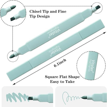 Vitoler Highlighters Pastel,8 Pack Chisel & Fine Tips Bible Highlighters,Soft Tip Highlighter Set for School Office Supplies