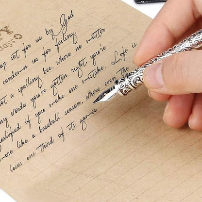 Quill Feather Pen and Ink Set,Calligraphy Set,Calligraphy Kits Include Antique Quill Feather Pen,6 Nibs,1 Bottles Inks,Pen Holder for Beginners Birthday Gift (Sky Blue)