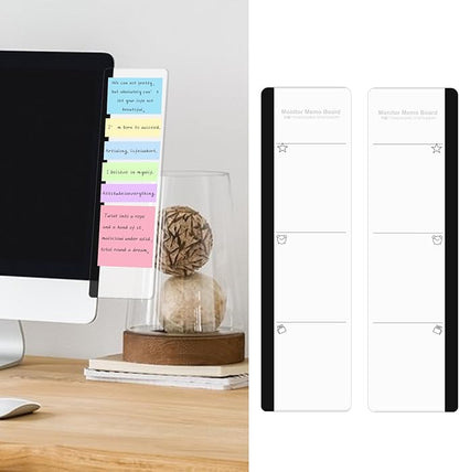 Office Desk Accessories 2pcs Multifunction Computer Monitor Memo Board - Transparent Computer Side Panel Memo Creative Monitor Side Panel Suitable for Office Home Desktop (Monitor Memo Board 3)
