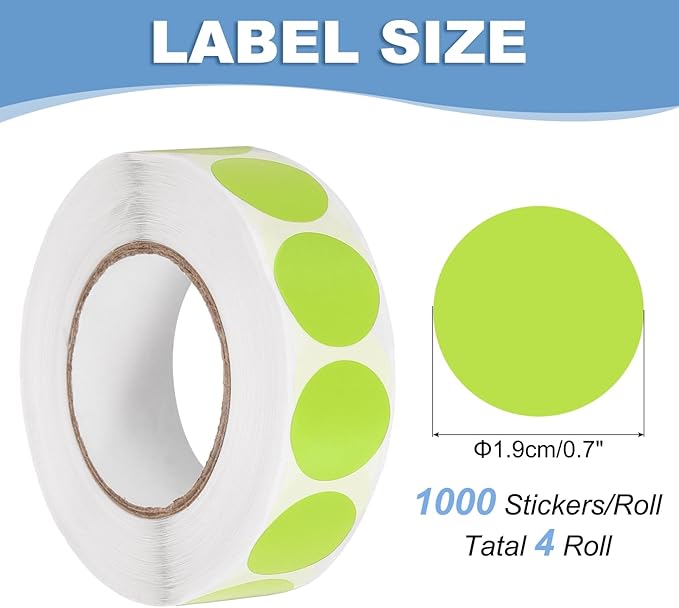 PATIKIL Colored Dot Stickers 3/4", 4000 Pcs Color Coding Labels Blank Circle Stickers Adhesive Round Price Labels for Inventory Office Garage Classroom, Light Green