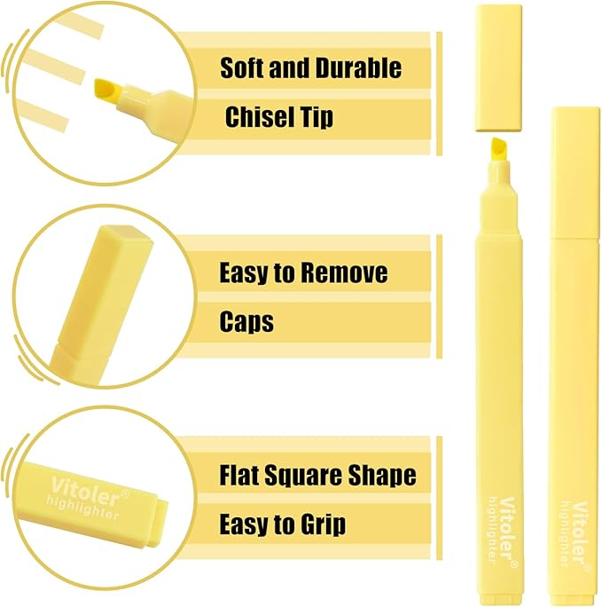 Highlighters, 8 pcs Aesthetic Pastel Highlighters, Chisel Tip Book Highlighter, Candy Colors, No Bleed Bible Highlighter Assorted Colors