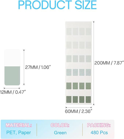 PATIKIL Clear Index Sticky Tabs, 480 Pcs Small Transparent Sticky Notes Bookmarks Planner Stickers Page Tabs for Office Notebooks File Folder Ledger Book, Gradient Green