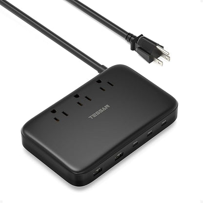 PD 130W Charging Station for Multiple Devices, TESSAN 8-in-1 USB C Charger Block Compatible with iPhone 16/15, MacBook, Tablet, Charging Dock with 3 USB-C, 2 USB-A & 3 AC, Home Office Accessories