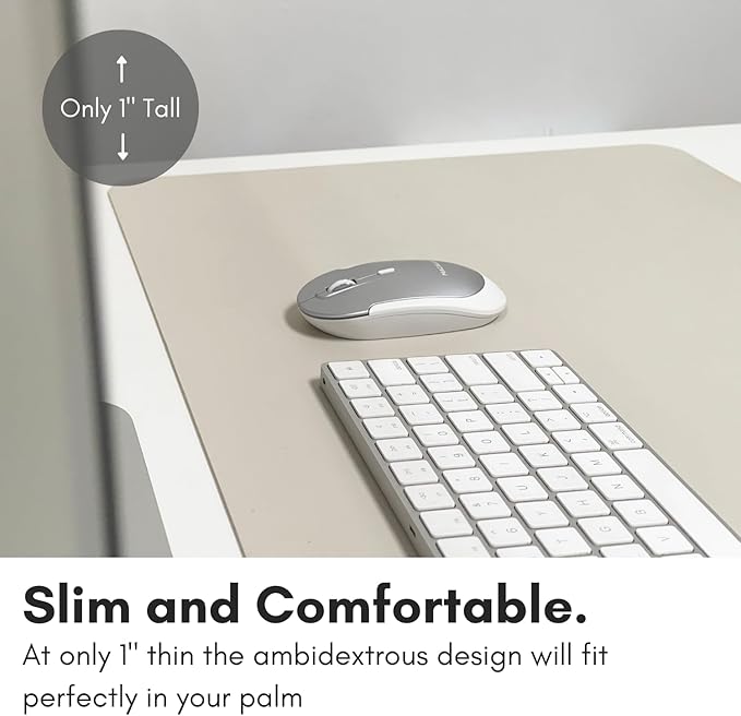 Macally Wireless Bluetooth Mouse for Mac, MacBook Pro/Air, iPad, and PC - Comfortable and Quiet Compatible Wireless Apple Mouse - Silver